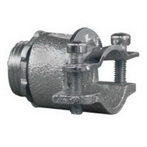 7287V Straight Conduit Connector With Locknut, 1/2 in Trade, 0.41 to 0.94 in Cable Openings, For Use With Armored Ground Wire/Non-Metallic Sheathed Cable, Die Cast Zinc
