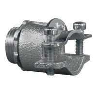 7288V Non-Insulated Throat Straight Conduit Connector With Locknut, 1/2 in Trade, 0.59 to 0.94 in Cable Openings, For Use With Armored/FMC Cable, Die Cast Zinc