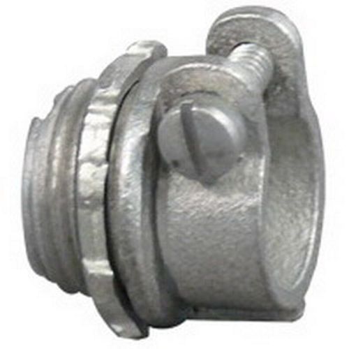 90 Degree Conduit Straight Connector; 3/8 Inch, Male Hub, Malleable Iron