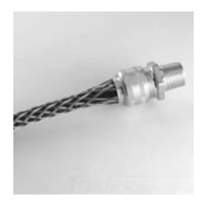 Eaton strain relief deluxe cord grip, Straight, 0.63-0.75" cord diameter, 3/4" fitting, Male, Stainless Steel Mesh, Aluminum Body, NPT thread, Hazardous/Classified Locations