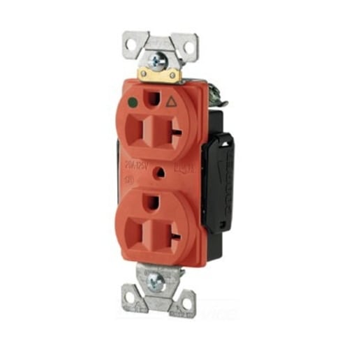 Eaton Arrow Hart heavy-duty hospital grade duplex receptacle, #14-10 AWG, 20A, Healthcare, Flush, 125V, Back and side, White, Brass, High-impact nylon face, Glass-filled nylon base, 5-20R, Duplex, Screw, Glass-filled nylon, Core pack