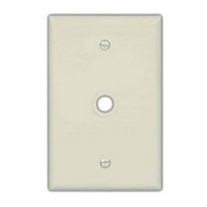 Eaton Telephone and coaxial wallplate, Lt. Almond, 0.40" Hole Cutout, Polycarbonate, Single- gang, Mid-size