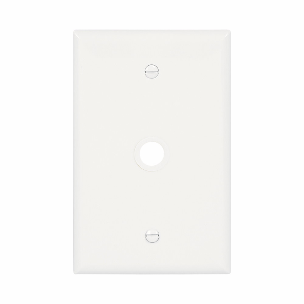 Eaton Telephone and coaxial wallplate, White, 0.40" Hole Cutout, Polycarbonate, Single- gang, Mid-size