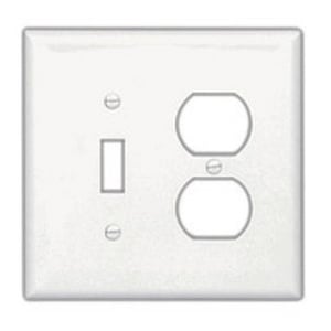 Eaton Combination wallplate, Gray, Toggle, Decorator Cutout, Polycarbonate, Two- gang, Mid-size