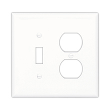 Eaton Combination wallplate, Red, Duplex receptacle, Blank Cutout, Polycarbonate, Two- gang, Mid-size