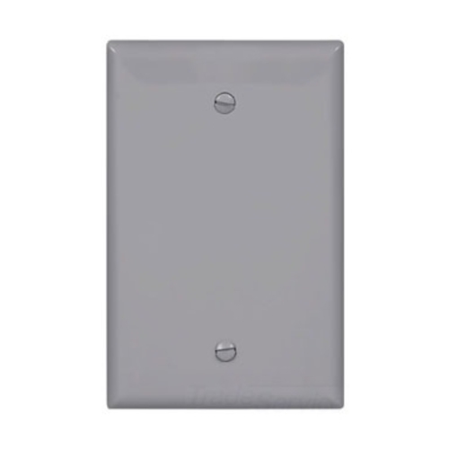 Eaton Blank wallplate, Box mount, Gray, Blank Cutout, Polycarbonate, Single- gang, Mid-size