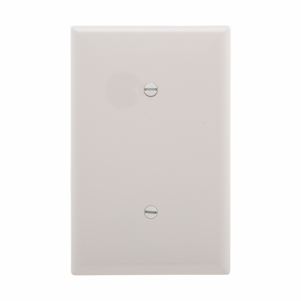 Eaton Blank wallplate, Strap mount, White, Blank Cutout, Polycarbonate, Single- gang, Mid-size