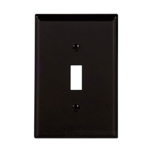 Eaton Toggle wallplate, Black, Toggle Cutout, Polycarbonate, Single- gang, Mid-size