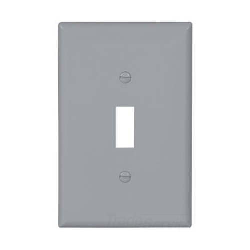 Eaton Toggle wallplate, Gray, Toggle Cutout, Polycarbonate, Single- gang, Mid-size