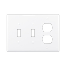Eaton Combination wallplate, Black, Toggle, Toggle, Decorator Cutout, Polycarbonate, Three- gang, Mid-size
