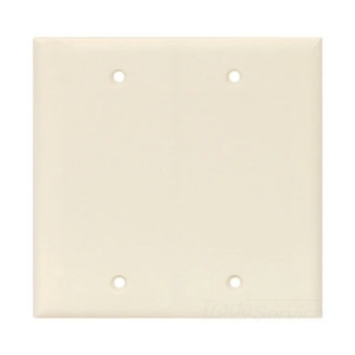 Eaton Blank wallplate, Box mount, Lt. Almond, Blank Cutout, Polycarbonate, Two- gang, Mid-size