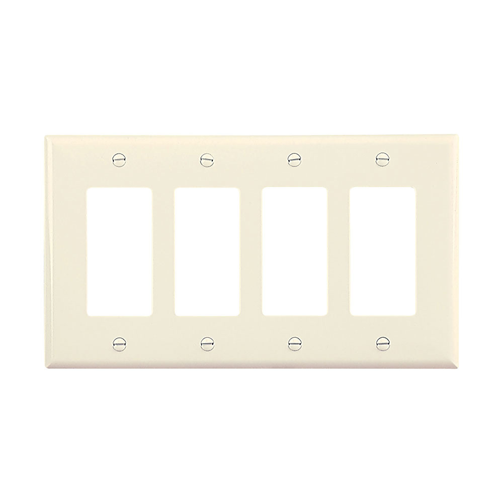 Mid-size Decorator Wallplate, Light almond, Decorator, Polycarbonate, 4, Mid-size