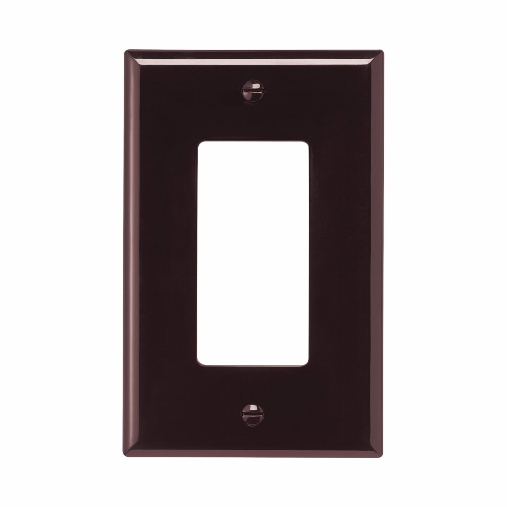 Eaton Decorator / GFCI wallplate, Brown, Decorator Cutout, Polycarbonate, Single- gang, Mid-size