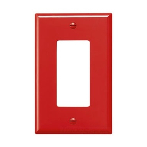 PJ26RD Arrow Hart PJ Series Mid-Sized Decorator Wall Plate, 1 Gangs, 3.12 in W x 4.87 in H, Polycarbonate/Thermoplastic, Red
