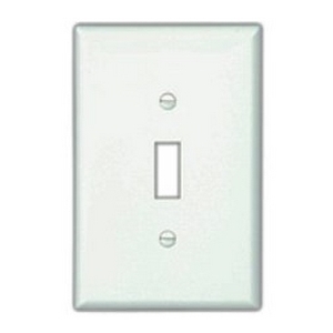 Eaton Toggle wallplate, White, Toggle Cutout, Polycarbonate, Five- gang, Mid-size