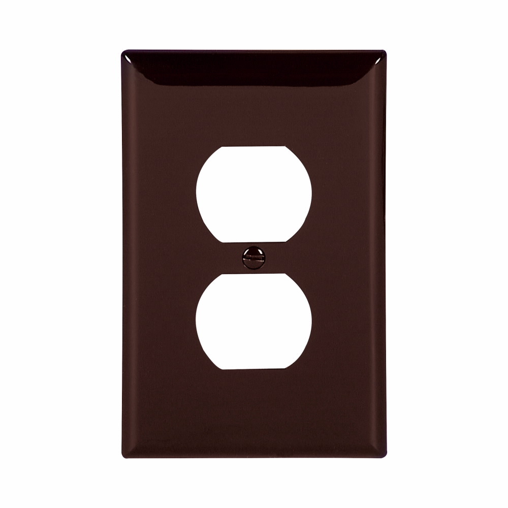 Eaton Duplex receptacle wallplate, Brown, Duplex receptacle Cutout, Polycarbonate, Single- gang, Mid-size