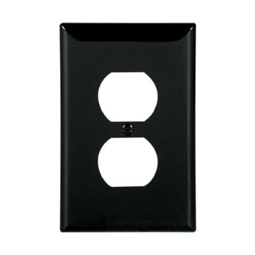 Eaton Duplex receptacle wallplate, Black, Duplex receptacle Cutout, Polycarbonate, Single- gang, Mid-size
