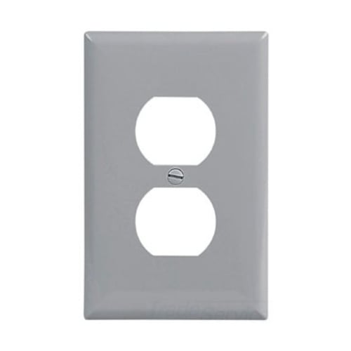 Eaton Duplex receptacle wallplate, Gray, Duplex receptacle Cutout, Polycarbonate, Single- gang, Mid-size