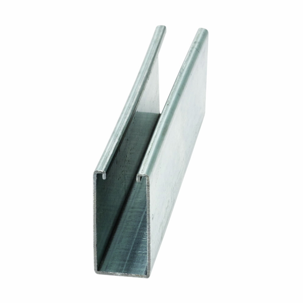 B11-120GLV Solid Strut Channel, 10 ft x 1-5/8 inch x 3-1/4 inch, Pre-galvanized Steel, 12 Gauge