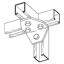 B126ZN 90 deg Gusseted Shelf Angle, 4 Holes, 3-1/2 in L x 3-1/2 in W, 1/4 in THK, Steel
