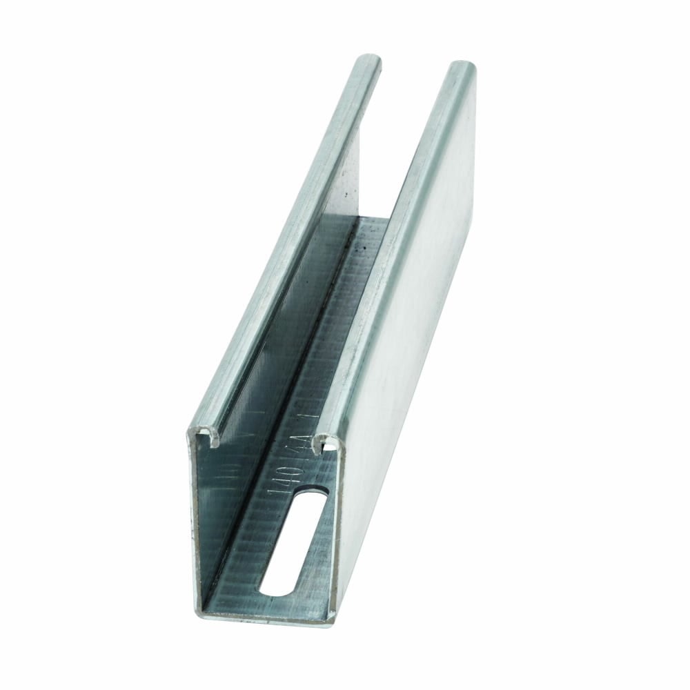 B12S-240GLV Single Slotted Metal Framing Channel, 240 in L 1-5/8 in W 2-7/16 in D 12 ga THK, TT-C-490 B Low Carbon Steel, Pre-Galvanized, Domestic