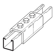 B171GRN 3-Hole Splice Clevis, 5-3/8 in L x 1/4 in THK, For Use With B22, B52A Channel, Steel