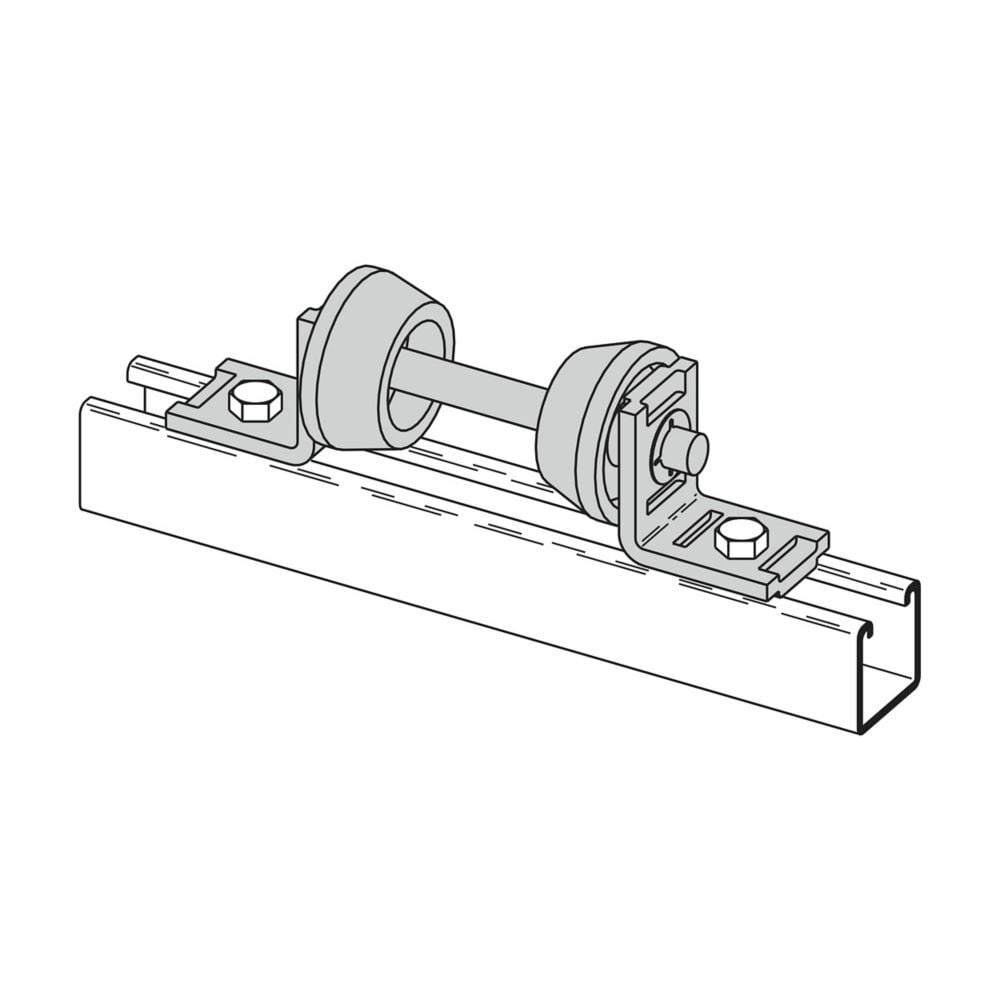 B219-2ZN Pipe Roller, 1-1/2 to 6 in Pipe, 750 lb, Malleable Iron, Zinc Plated, Domestic