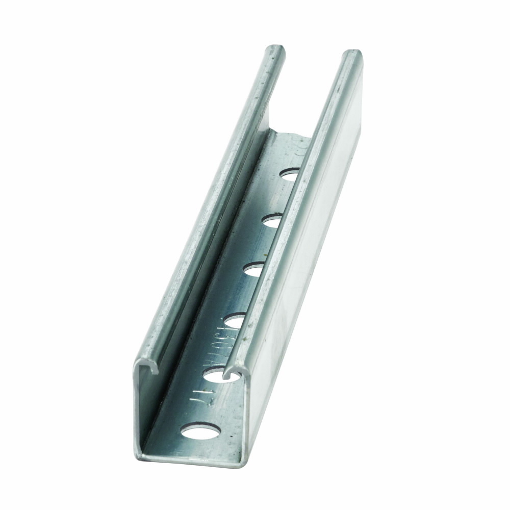 B22H17/8-120GLV Single Punched Hole Metal Framing Channel, 120 in L 1-5/8 in W 1-5/8 in D 12 ga THK, Low Carbon Steel, Pre-Galvanized, Domestic
