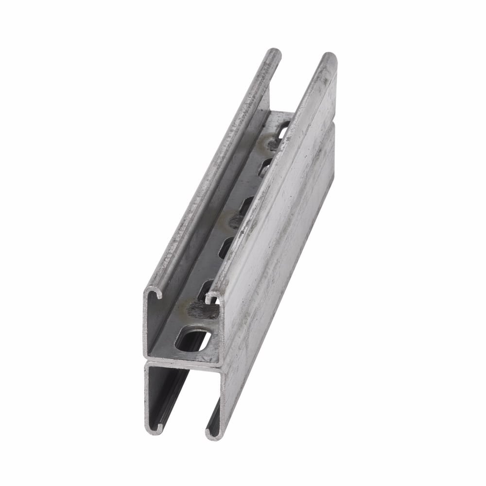 B22SHA-120GLV Slotted Strut Channel, Back-to-Back, 10 ft x 1-5/8 inch x 1-5/8 inch, Pre-galvanized Steel, SHA Holes, 12 Gauge