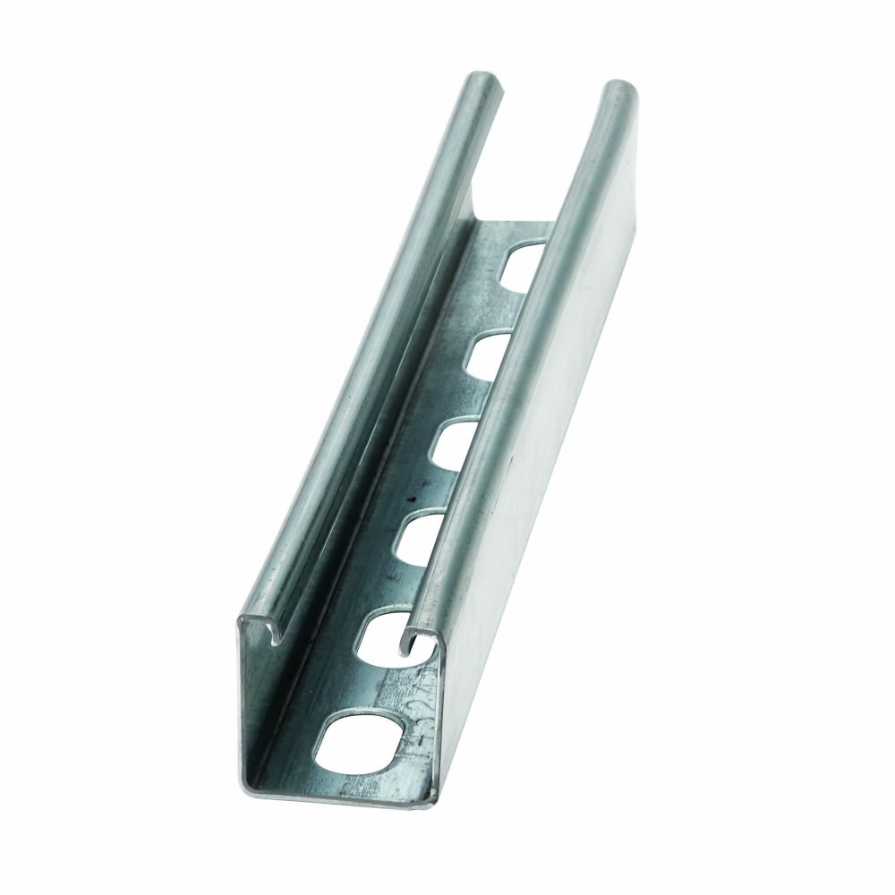 B24SH-120GRN Slotted Single Metal Framing Channel, 10 ft L 1-5/8 in W 1-5/8 in D 14 ga THK, TT-C-490 B Cold Formed Low Carbon Steel, Dura Green, Domestic