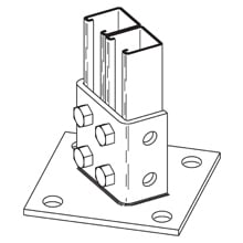 B281GRN Type U Square Post Base, 2 Channel, 45 deg Centered Offset Channel Position, 3-1/2 in H Base, For Use With 1-5/8 x 1-5/8 in B22A, B22B and B22C Series Side by Side Channel, Steel