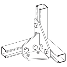 B346RZN Right Hand Double Corner Gusseted Connection, 8 Holes, 3-1/2 in W, Steel