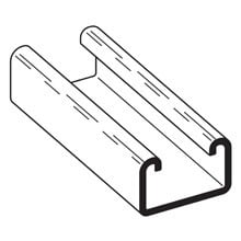 B42-120GRN Single Solid Metal Framing Channel, 120 in L 1-5/8 in W 1 in D 12 ga THK, TT-C-490 B Low Carbon Steel, Dura Green, Domestic