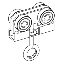 B478HPZN 4-Bearing Light Duty Trolley Assembly With Eye Hook and Plastic Bearing, 3 in L