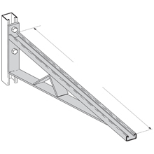 B494-36GRN Braced Single Bracket, 2 Holes, 36 in L x 1-5/8 in W x 1/4 in THK, Steel