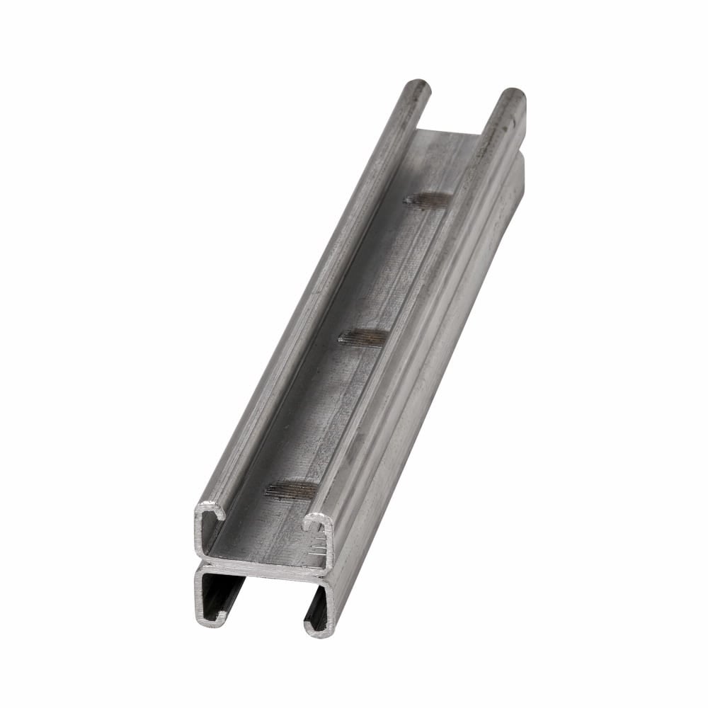 B52A-120GRN Back to Back Solid Metal Framing Channel, 120 in L 1-5/8 in W 13/16 in D 12 ga THK, TT-C-490 B Low Carbon Steel, Dura Green, Domestic