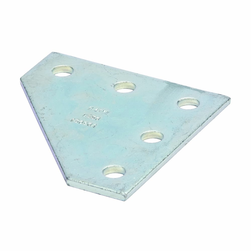 B556ZN Corner Gusset Plate, 5 Holes, 5-3/8 in L x 5-3/8 in W x 1/4 in THK, Steel