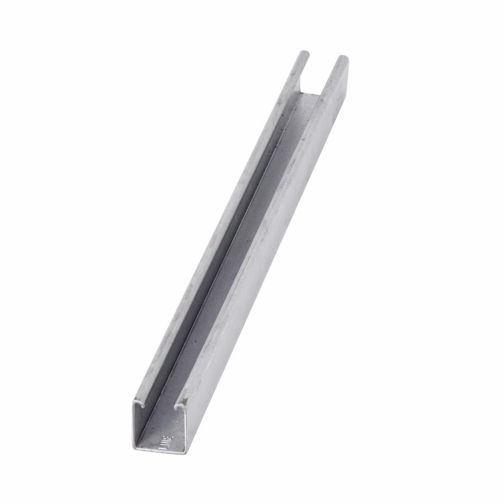 B62-120GLV Single Solid Metal Framing Channel, 120 in L 13/16 in W 13/16 in D 18 ga THK, Carbon Steel, Pre-Galvanized, Domestic