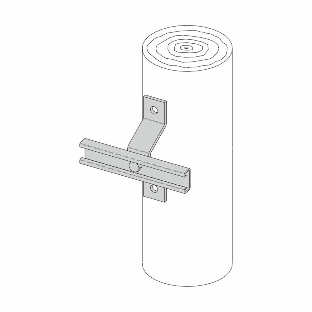 B802D-12ZN Offset Utility Pole Bracket, 12 in W x 7/32 in THK, Steel