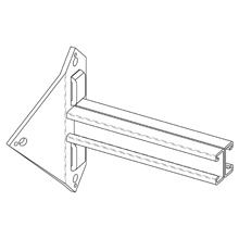 B812-10ZN Double Utility Pole Bracket, 4 Holes, 1-5/8 in W x 1/4 in THK, Steel