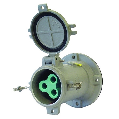 Powertite; Grounding Style 2 Polarized Receptacle; 200 Amp, 600 Volt AC/250 Volt DC, 4-Pole, 3-Wire, Pressure Wire Terminal
