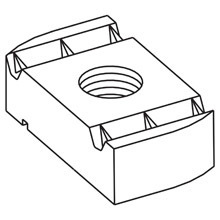 N222WOZN 200 Standard Channel Nut, For Use With B22, B24, B26 and B32 Series Medium Channel, 1/4 in THK, #10-24 Thread, Steel