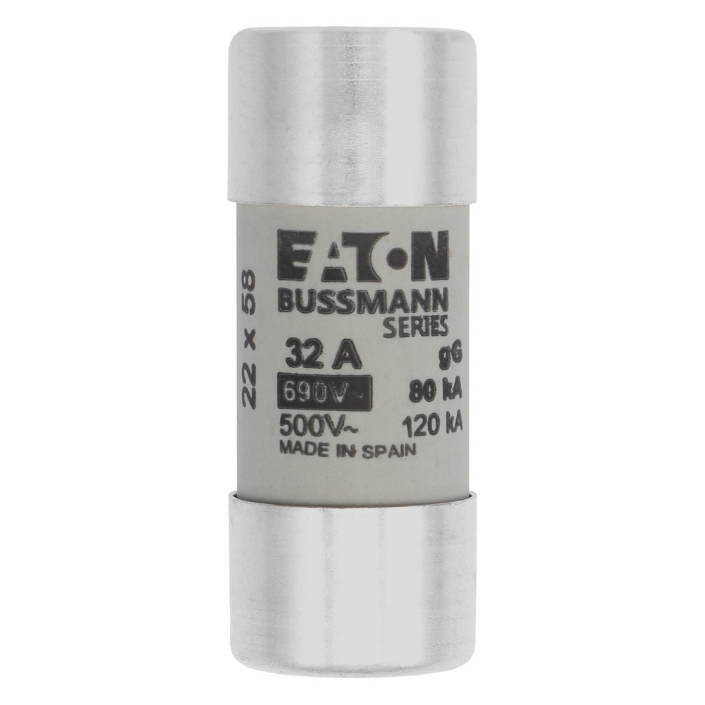C22G32 Cylindrical Low Voltage Time Delay Fuse, 32 A, 690 V, 125 A Interrupt, Class: GL/GG/C, Cylindrical Body