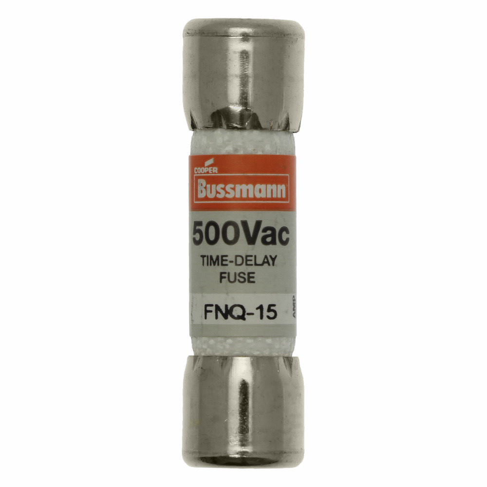 FNQ-15 Tron Time Delay Midget Fuse, 15 A, 500 V AC, 10000 A Interrupt, Class: Supplemental, Cartridge Body