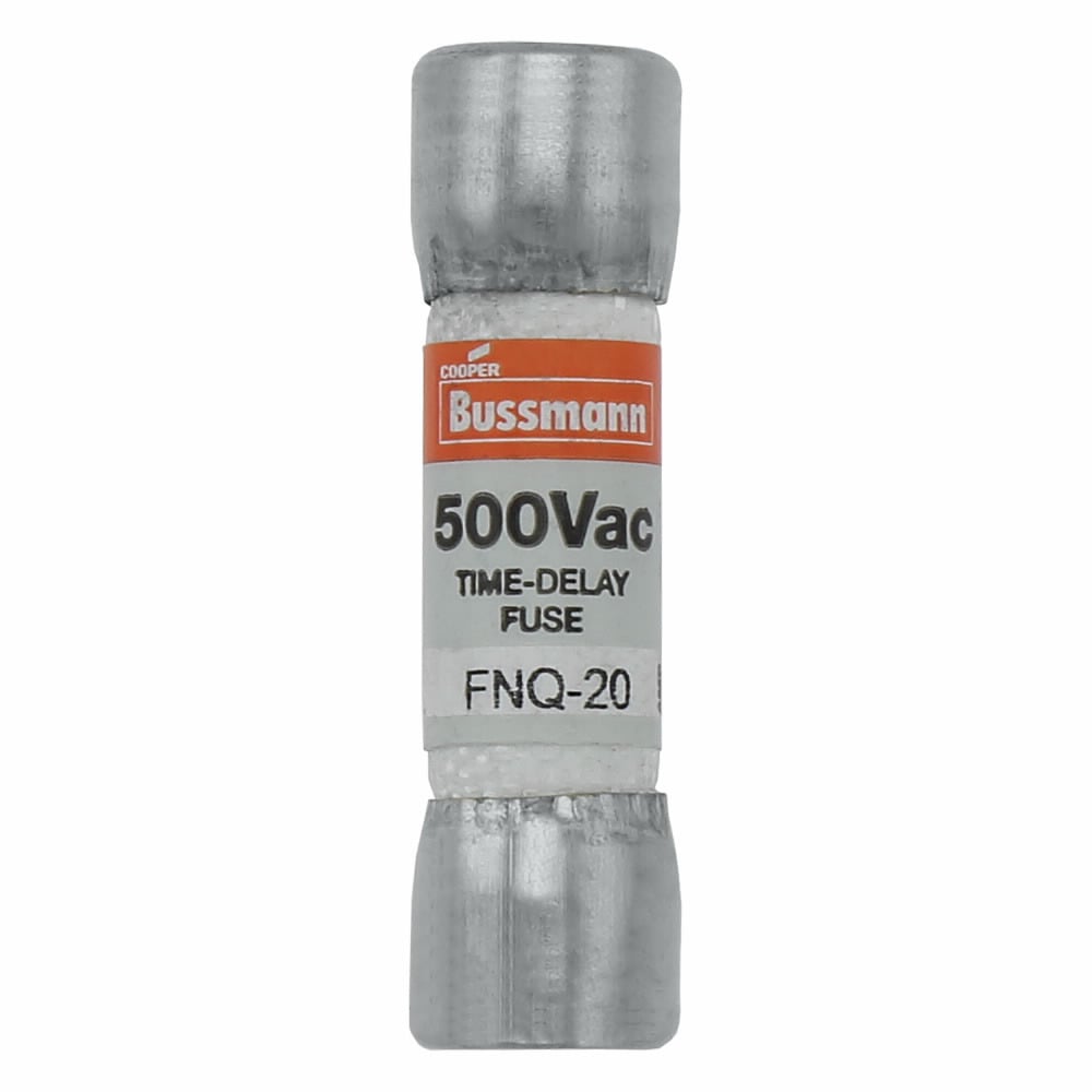 FNQ-20 Tron Time Delay Midget Fuse, 20 A, 500 V AC, 10000 A Interrupt, Class: Supplemental, Cartridge Body