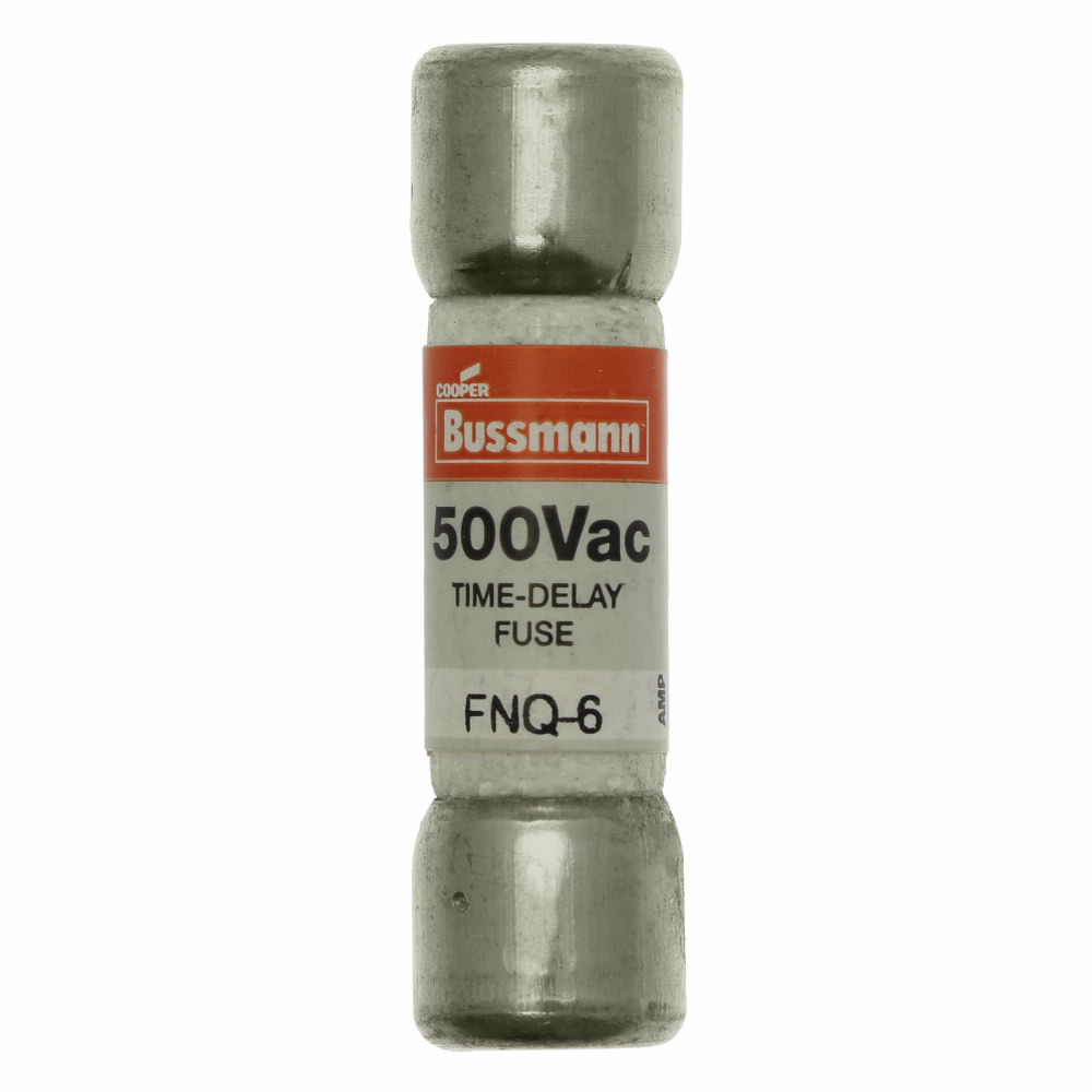 FNQ-6 Tron Time Delay Fuse, 6 A, 500 V AC, 10 kAIC Interrupt, Class: Supplemental, Cartridge Body