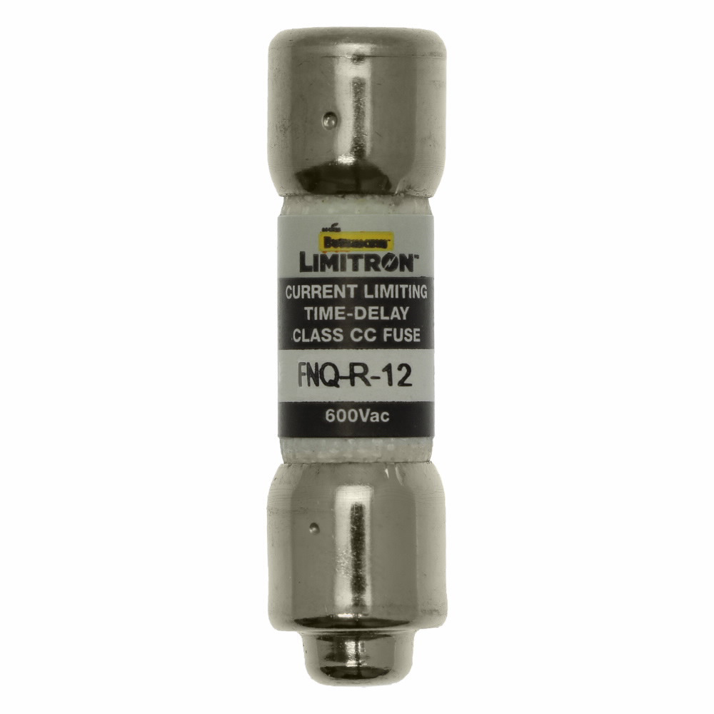 FNQ-R-12 CC-Tron Time Delay Fuse, 12 A, 600 V, 200 kA Interrupt, CC Class, Cylindrical Body