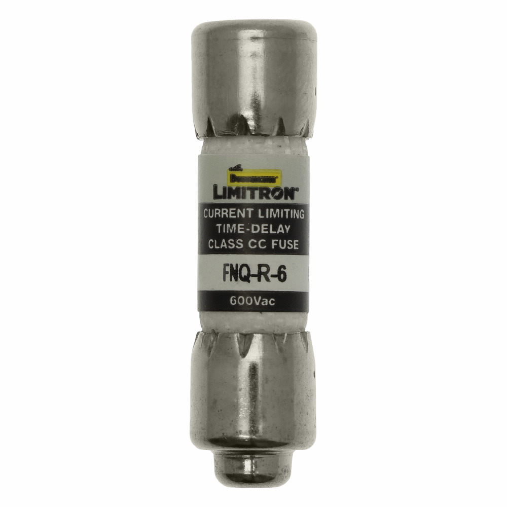 FNQ-R-6 CC-Tron Current Limiting Time Delay Fuse, 6 A, 600 V, 200 kAIC Interrupt, CC Class, Cylindrical Body