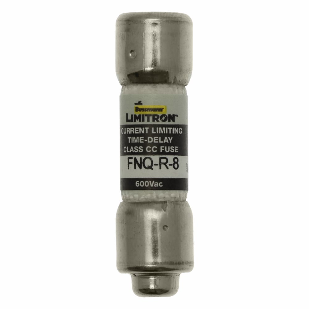 FNQ-R-8 CC-Tron Current Limiting Time Delay Fuse, 8 A, 600 V, 200 kAIC Interrupt, CC Class, Cylindrical Body