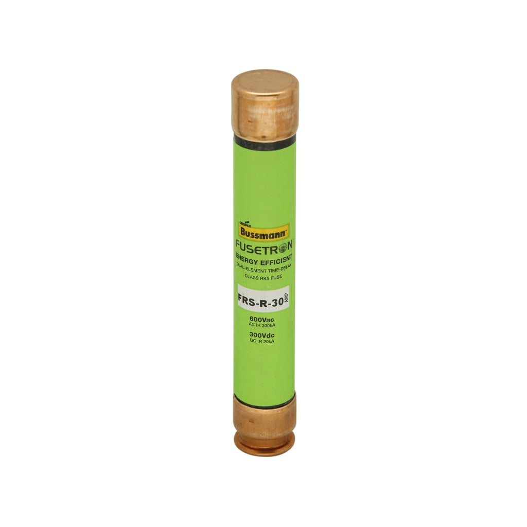 Eaton Bussmann series FRS-R fuse, 6.25 A, Dual, Class RK5, Non-indicating, Ferrule end x ferrule end, 10 sec at 500%, 200 kAIC at 600 V,20 kAIC at 300 Vdc, Standard, 600 V, 300 Vdc